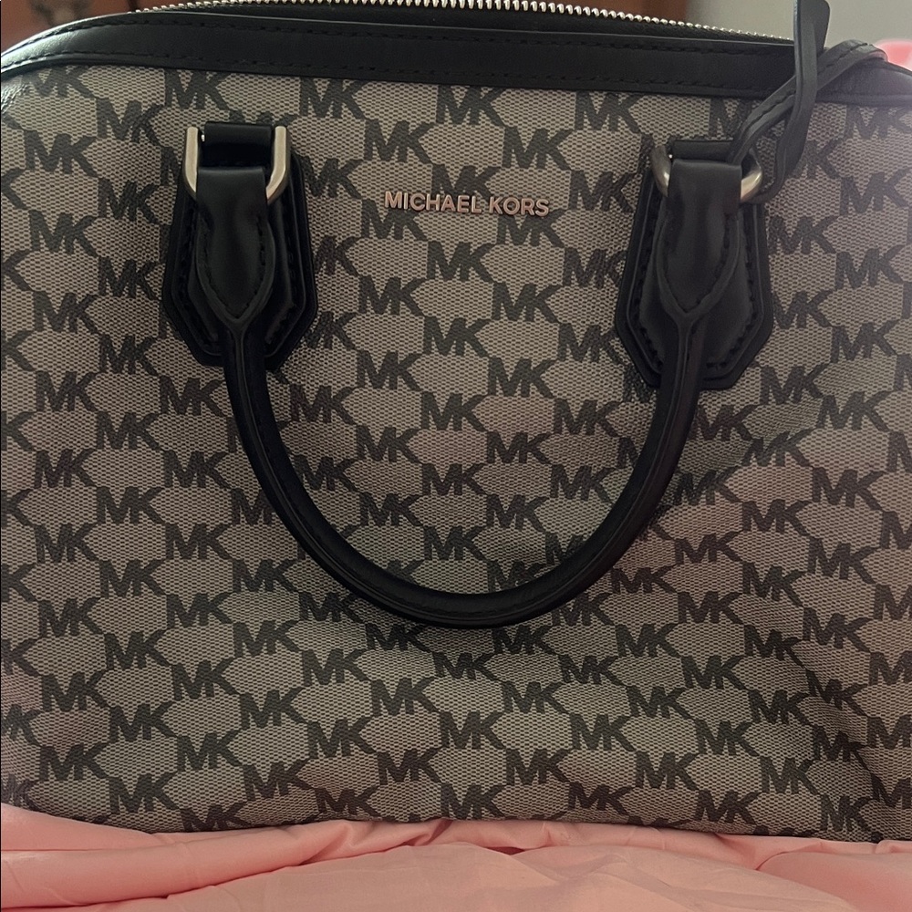 Michael Kors Monogram Black and Gray Satchel